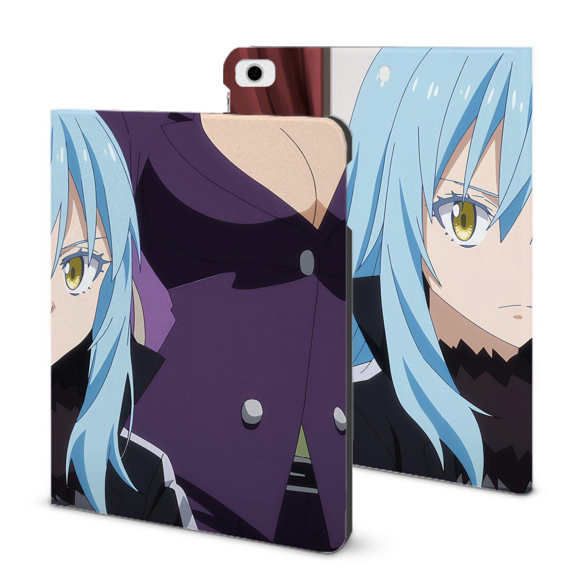 （画像用） 転スラ Regarding Reincarnated to Slime IPad ケース ブック型 PUレザー TPU 耐衝撃 軽量 薄型 ペン収納なし 全面保護 IPad 各モデル対応
